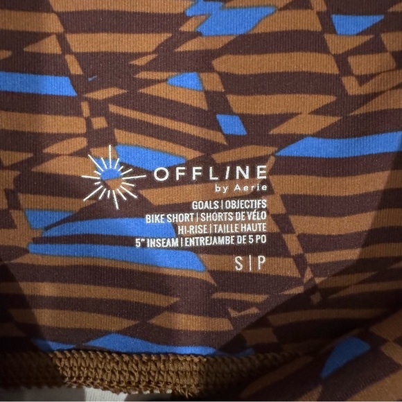 OFFLINE By Aerie Goals Crochet Inset 5" Bike Short Brown Size Small - Picture 8 of 9